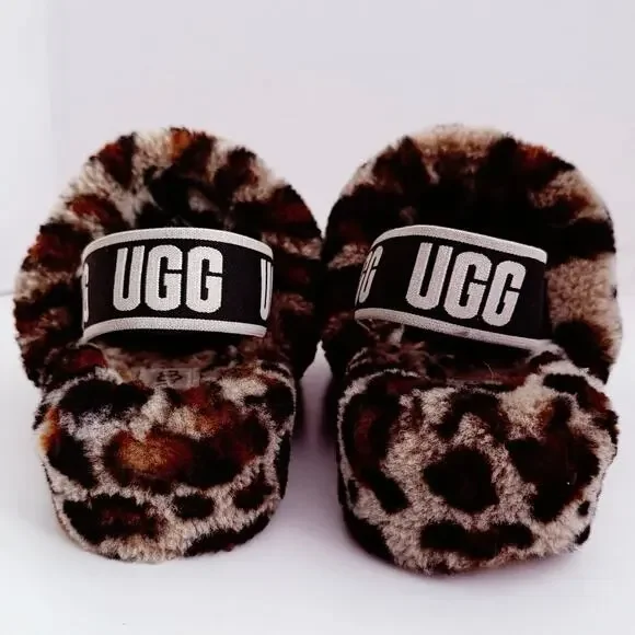 UGG Fluff Yeah leopard slides animal print slippers women’s size 8 - Picture 7 of 8